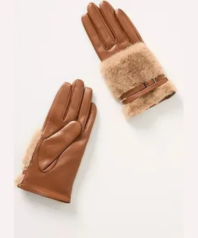 Anthropologie Faux-Leather Faux-Fur Gloves