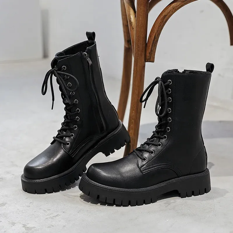 Lace Up Ankle Boots Black
