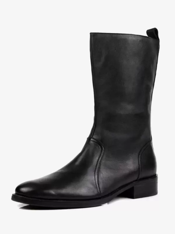 Men's Mid Calf Boots Shoes Work Boots Men's Boots Cowhide Classic Black