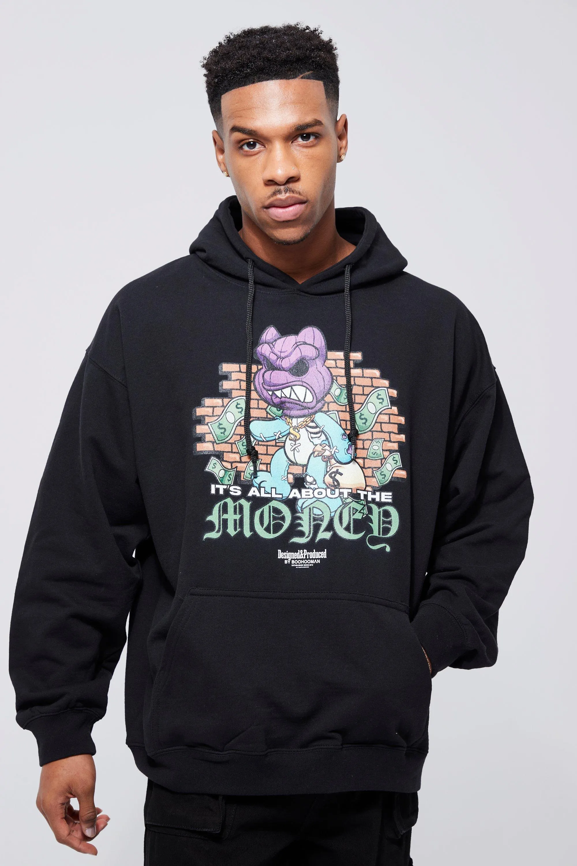 Oversized Graphic Teddy Hoodie