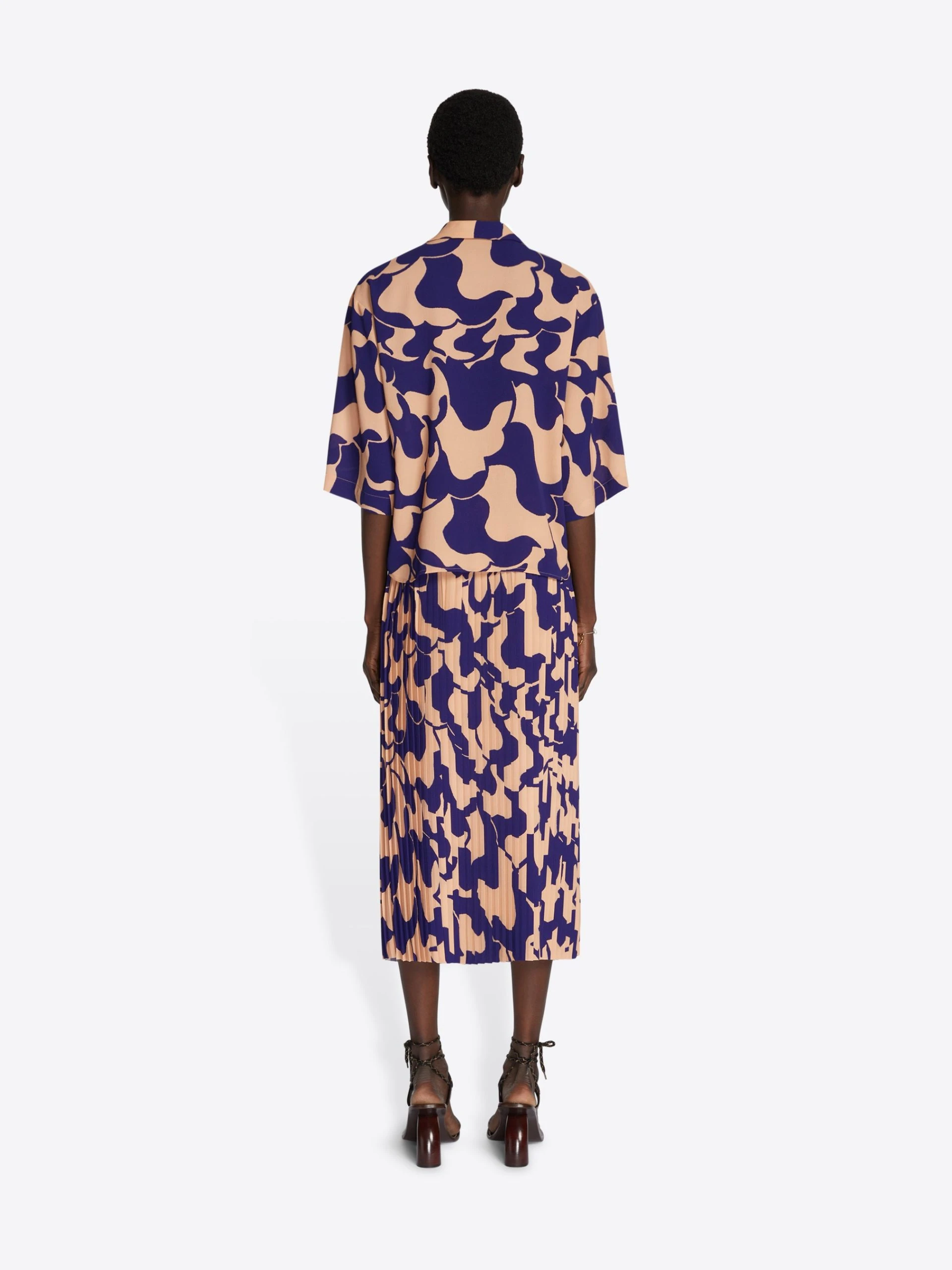 --Printed plisse skirt-
